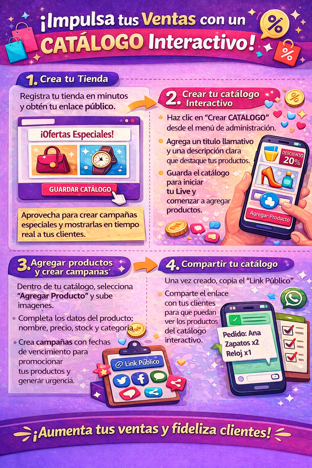 Catálogo virtual para vender durante y después de transmisiones LIVE